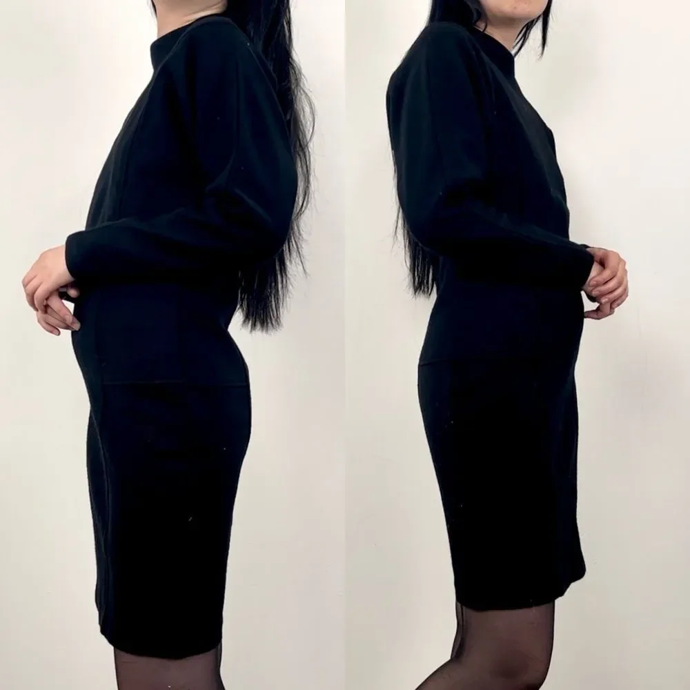 Vintage Patrick Tricot Black Wool Blend Sweater Dress - Picture 3 of 8